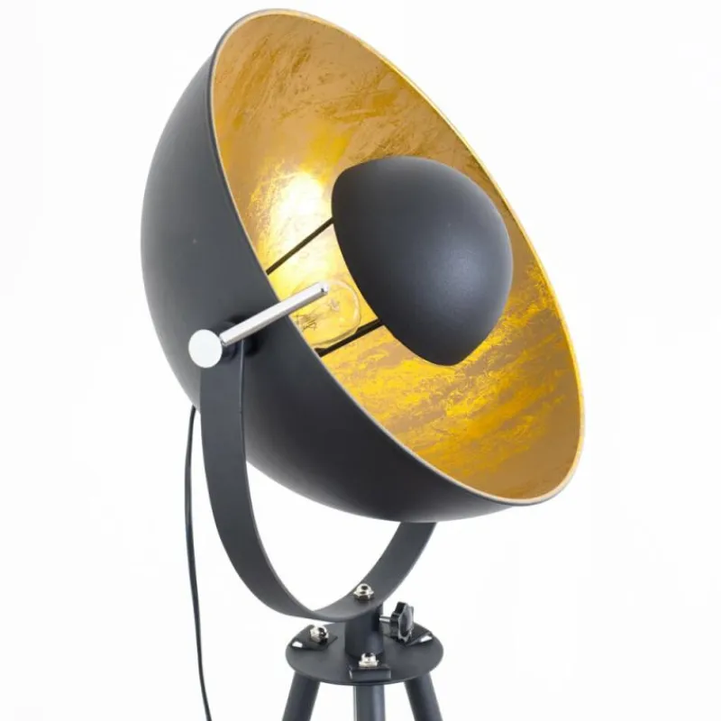 Lampes Dorées-hofstein Lampadaire Maloy Chrome, Noir, 1 lumière