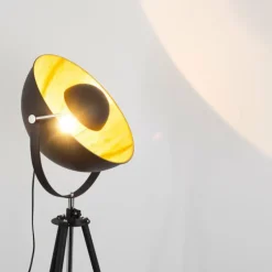 Lampes Dorées-hofstein Lampadaire Maloy Chrome, Noir, 1 lumière