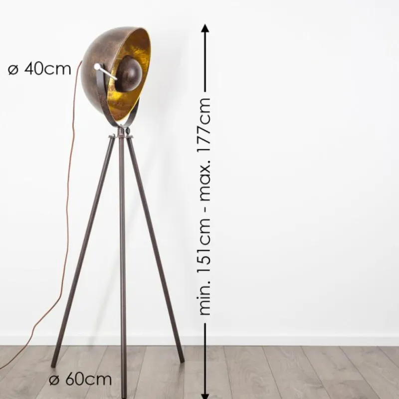 Lampes Dorées-hofstein Lampadaire Maloy Chrome, Rouille, 1 lumière