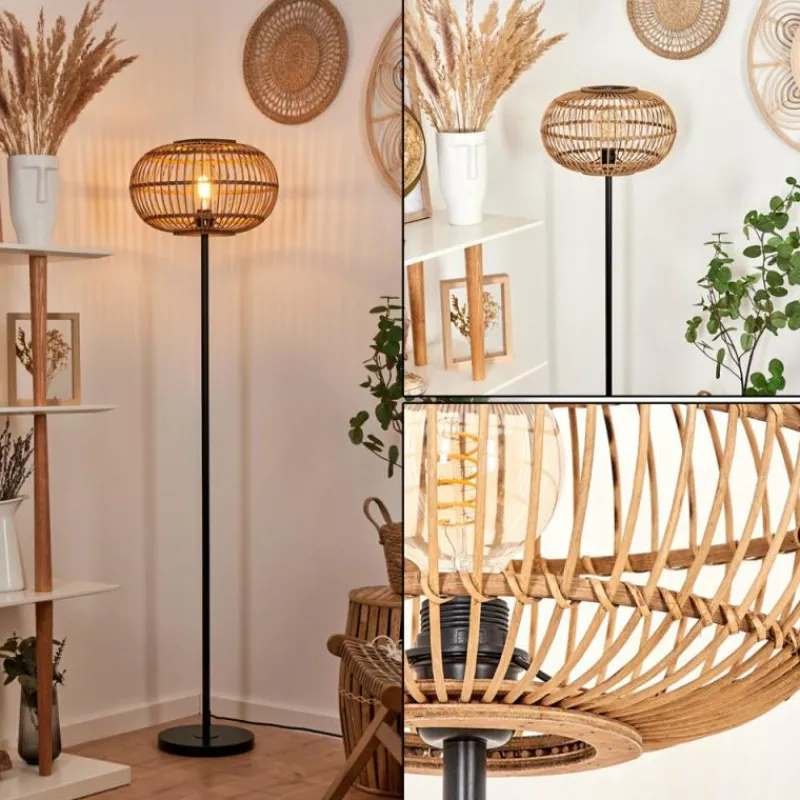 Style Boho-Chic-hofstein Lampadaire Manteau Noir, 1 lumière