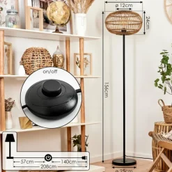 Style Boho-Chic-hofstein Lampadaire Manteau Noir, 1 lumière
