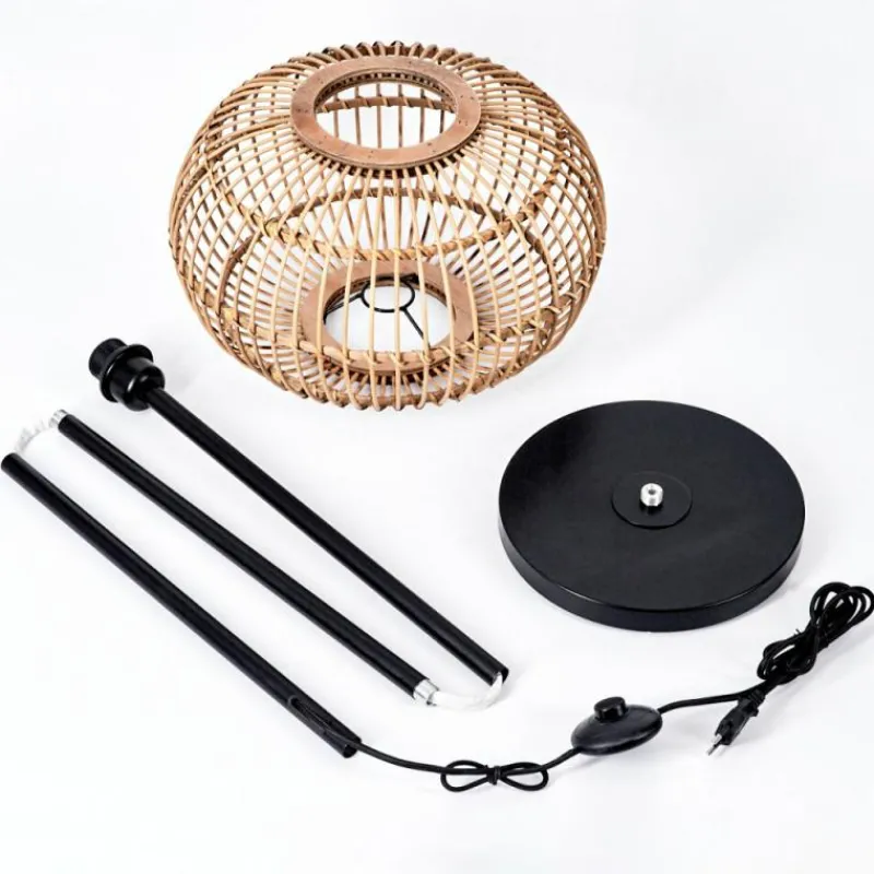 Style Boho-Chic-hofstein Lampadaire Manteau Noir, 1 lumière