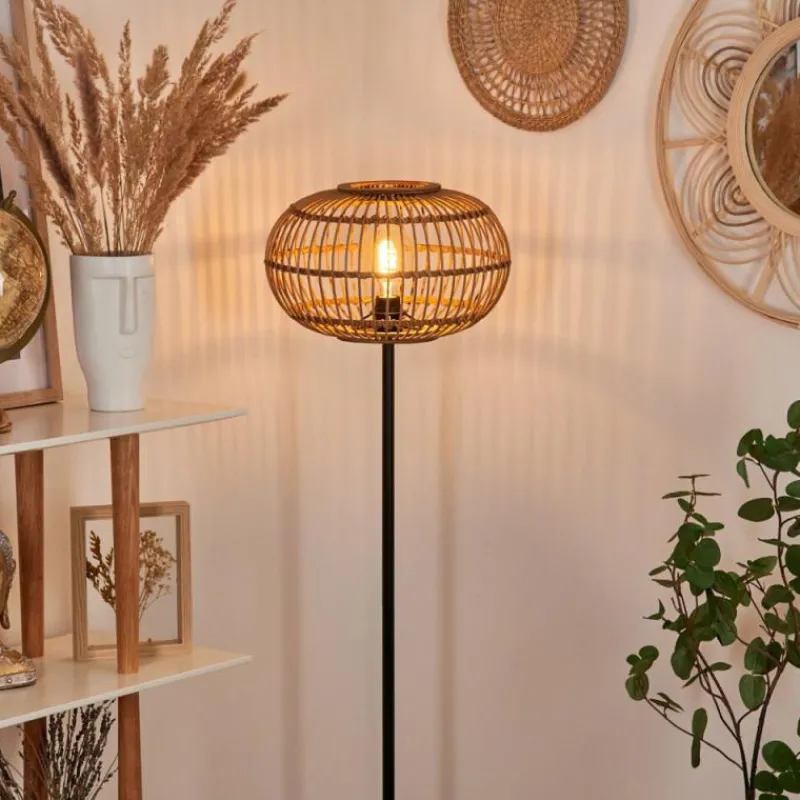 Style Boho-Chic-hofstein Lampadaire Manteau Noir, 1 lumière