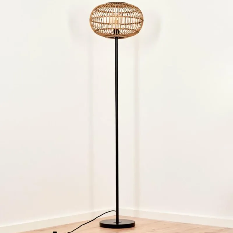 Style Boho-Chic-hofstein Lampadaire Manteau Noir, 1 lumière