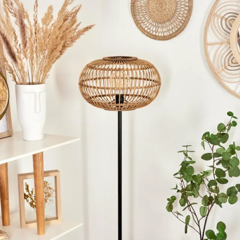 Style Boho-Chic-hofstein Lampadaire Manteau Noir, 1 lumière