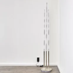 hofstein Lampadaire Mapleton LED Nickel mat, 3 lumières, Télécommandes