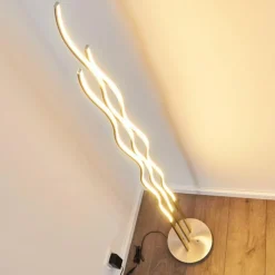 hofstein Lampadaire Mapleton LED Nickel mat, 3 lumières, Télécommandes