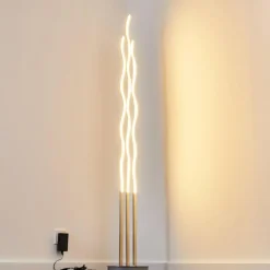 hofstein Lampadaire Mapleton LED Nickel mat, 3 lumières, Télécommandes