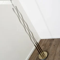 hofstein Lampadaire Mapleton LED Nickel mat, 3 lumières, Télécommandes