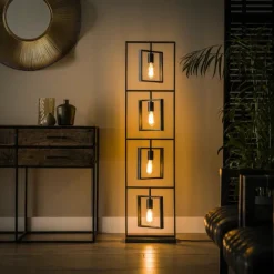 Lampes Vintages & Rétros-hofstein Lampadaire Marcon Noir, 4 lumières