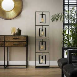 Lampes Vintages & Rétros-hofstein Lampadaire Marcon Noir, 4 lumières