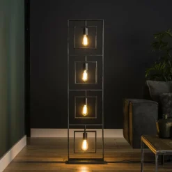 Lampes Vintages & Rétros-hofstein Lampadaire Marcon Noir, 4 lumières