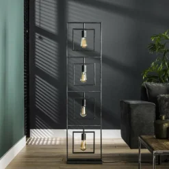 Lampes Vintages & Rétros-hofstein Lampadaire Marcon Noir, 4 lumières