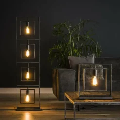 Lampes Vintages & Rétros-hofstein Lampadaire Marcon Noir, 4 lumières