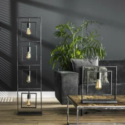 Lampes Vintages & Rétros-hofstein Lampadaire Marcon Noir, 4 lumières