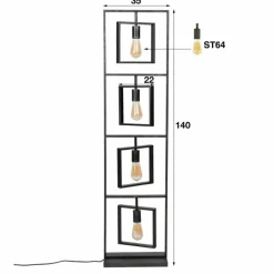 Lampes Vintages & Rétros-hofstein Lampadaire Marcon Noir, 4 lumières