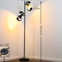 Lampes Dorées-hofstein Lampadaire Mavas Noir, 2 lumières
