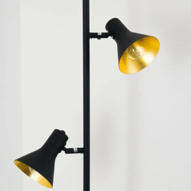 Lampes Dorées-hofstein Lampadaire Mavas Noir, 2 lumières
