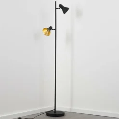 Lampes Dorées-hofstein Lampadaire Mavas Noir, 2 lumières
