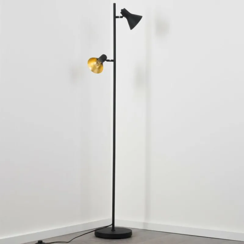 Lampes Dorées-hofstein Lampadaire Mavas Noir, 2 lumières