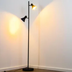 Lampes Dorées-hofstein Lampadaire Mavas Noir, 2 lumières