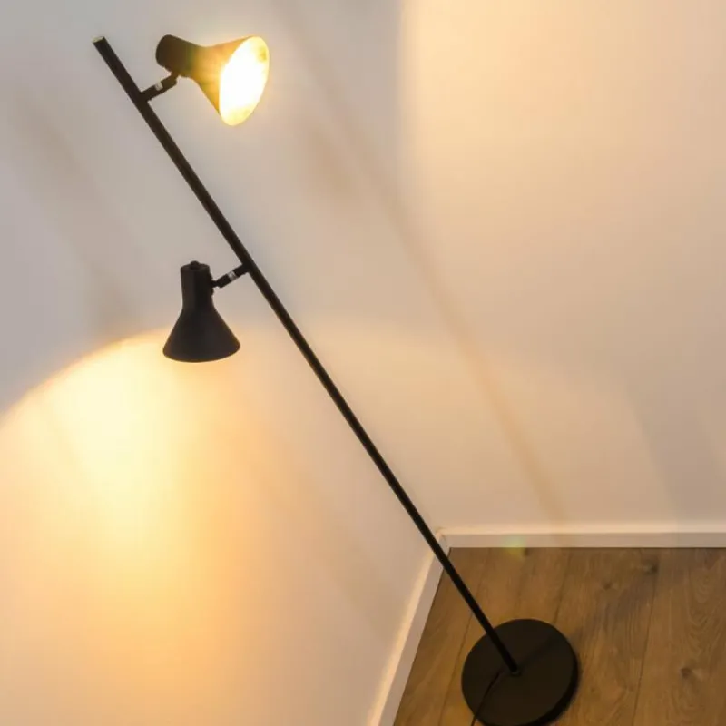 Lampes Dorées-hofstein Lampadaire Mavas Noir, 2 lumières
