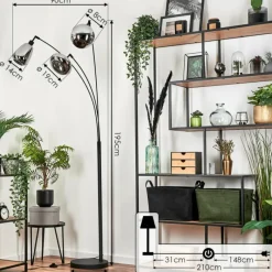 hofstein Lampadaire Maynal Noir, 3 lumières