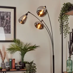 hofstein Lampadaire Maynal Noir, 3 lumières