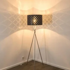 Lampes En Tissu-hofstein Lampadaire Meldal Nickel mat, 1 lumière