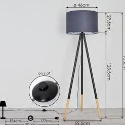 Lampes En Tissu-hofstein Lampadaire Menocal Bois clair, Noir, 1 lumière