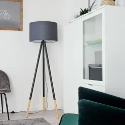 Lampes En Tissu-hofstein Lampadaire Menocal Bois clair, Noir, 1 lumière