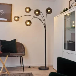 Suspension Verre Fumé-hofstein Lampadaire Mesas Anthracite, 5 lumières