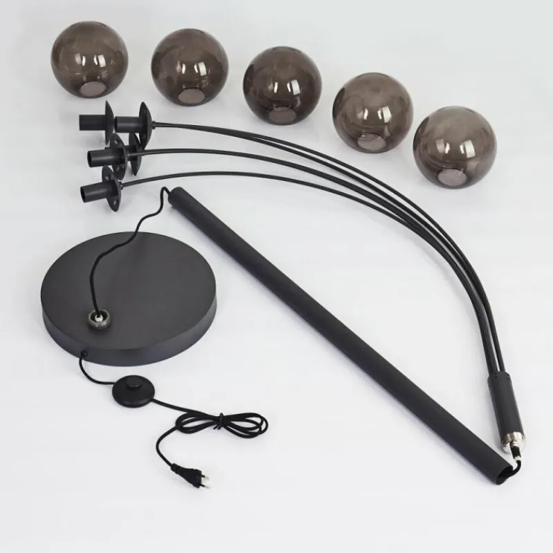 Suspension Verre Fumé-hofstein Lampadaire Mesas Anthracite, 5 lumières