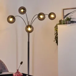 Suspension Verre Fumé-hofstein Lampadaire Mesas Anthracite, 5 lumières