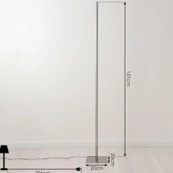 hofstein Lampadaire Minacar LED Nickel mat, 1 lumière, Télécommandes, Changeur de couleurs