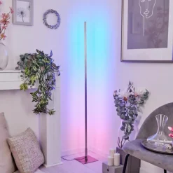 hofstein Lampadaire Minacar LED Nickel mat, 1 lumière, Télécommandes, Changeur de couleurs