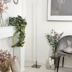 hofstein Lampadaire Minacar LED Nickel mat, 1 lumière, Télécommandes, Changeur de couleurs