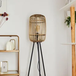 Style Boho-Chic-hofstein Lampadaire Mongolei Noir, 1 lumière