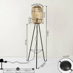 Style Boho-Chic-hofstein Lampadaire Mongolei Noir, 1 lumière