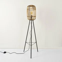 Style Boho-Chic-hofstein Lampadaire Mongolei Noir, 1 lumière