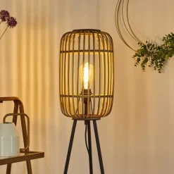 Style Boho-Chic-hofstein Lampadaire Mongolei Noir, 1 lumière