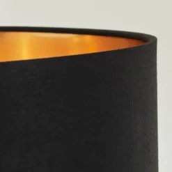 Lampes En Tissu-hofstein Lampadaire Murteirinha Laiton, Noir, 2 lumières