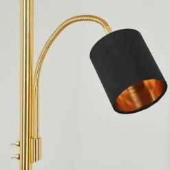 Lampes En Tissu-hofstein Lampadaire Murteirinha Laiton, Noir, 2 lumières