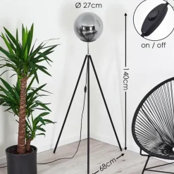 Suspension Verre Fumé-hofstein Lampadaire Murter Noir, 1 lumière