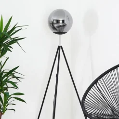 Suspension Verre Fumé-hofstein Lampadaire Murter Noir, 1 lumière