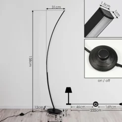 hofstein Lampadaire Nagu LED Noir, 1 lumière