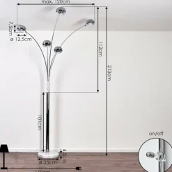 hofstein Lampadaire Nikkala Chrome, Blanc, 5 lumières