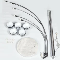 hofstein Lampadaire Nikkala Chrome, Blanc, 5 lumières