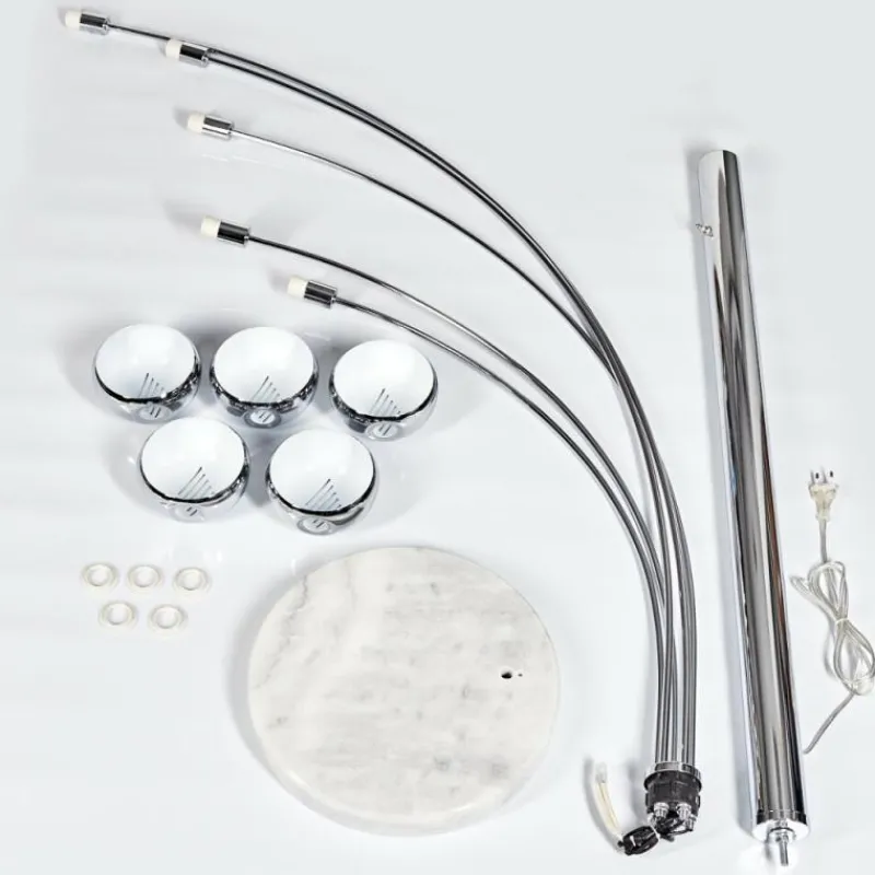 hofstein Lampadaire Nikkala Chrome, Blanc, 5 lumières