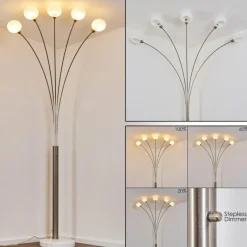 hofstein Lampadaire Nikkala Nickel mat, 5 lumières